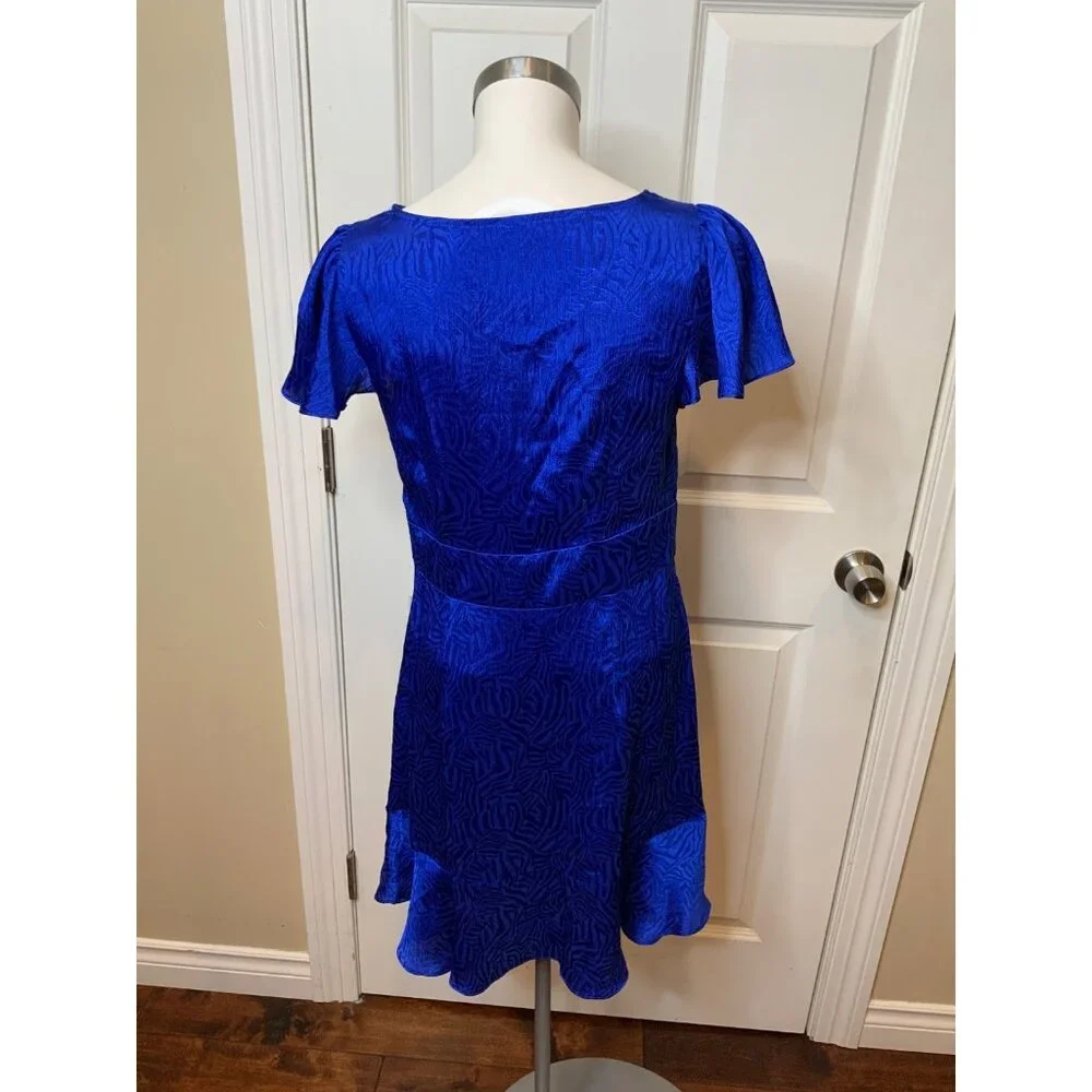 Michael Kors Royal Blue Jacquard Cutout Tie-Front Dress NWT $165, Size 4